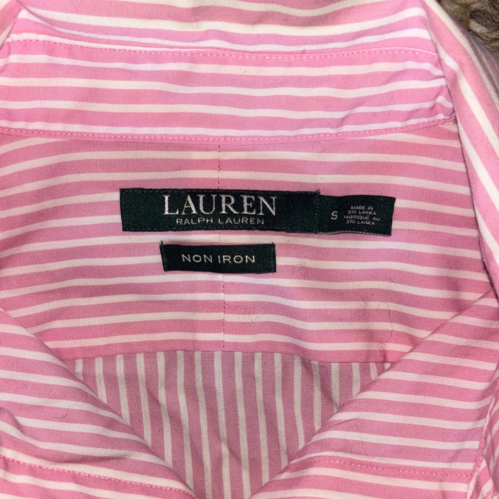 Lauren Ralph Lauren Pink Striped Button Down Shirt HLF - Picture 2 of 7